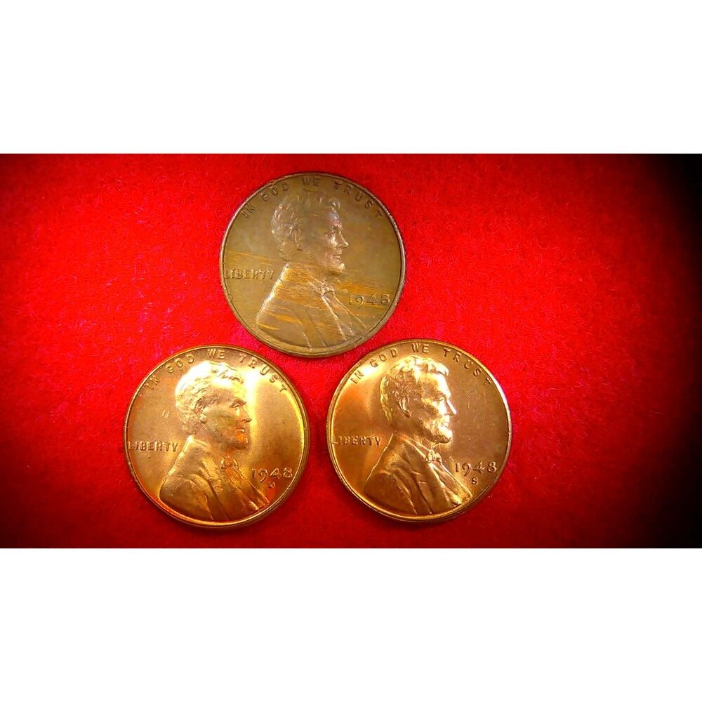 1948 Lincoln Wheat Cent (P (Woody), D, and S) BU Quality